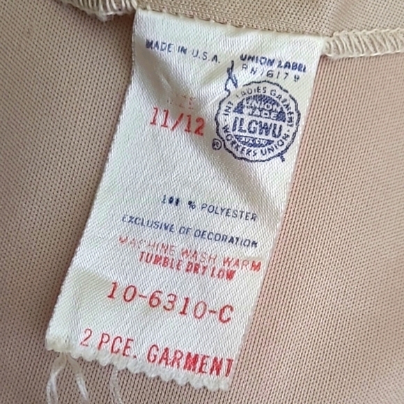 Vintage Union Made USA Sandy Beige Open Front Top Blouse Cover Womens Size 11/12 - Picture 14 of 14